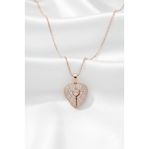 Çekirdekjewelry 925 Ayar Gümüş Kişiye Özel Kalp Kolye Rose