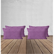 4'lü Kadife Dokulu Kırlent Kılıfı Mor-429 - Mor