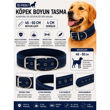 Köpek Boyun Tasması İçi Pedli 46-60 Cm 4 Cm Geniş Ayarlanabilir Metal Tokalı - Lacivert Çok Renkli