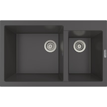 Polex Cristalüx Granit Evye P-1.75 Antrasit 1.5 Gözlü Tezgah Altı Ve Tezgah Üstü Mutfak Evyesi 81x50.5 CM