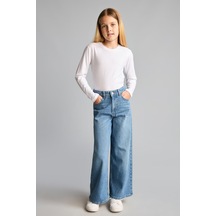 Defacto 90s Wide Leg Düğmeli Jean Pantolon Kız Çocuk H6248a826aunm39 Mavi-nm39