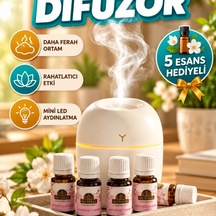 Mini Led Difüzör Hava Nemlendirici Usb Aromaterapi Cihazı 5 Esans Hediyeli