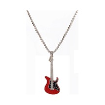 Gitar Kolye Paslanmaz Çelik Kırmızı