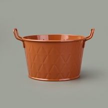 Thee Mia Prizma Terracota Kulplu Galvaniz Saksı - Kiremit - 11x18x18 Cm Renkli