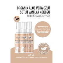 Hassas Ciltlere Özel Organik Aloe Vera Özlü Süt ve Vanilya Kokulu Soft Vanilla Milk Bebek Kolonyası 3'lü Çanta Boyu Paketi