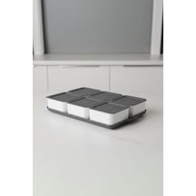 Atbyhome Valverdi - 6'lı 13 Parça Plastik Kahvaltılık Kahvaltı Seti Sunum Seti Gri Tepsili Gri