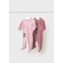 Mayoral Newborn Kız Bebek 2li Kadife Tulum Pembe