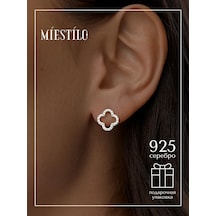 Miestilo 925 Ayar Gümüş Yonca Gümüş Küpe Dökmeden 75543640 beyaz