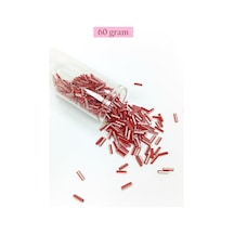 Uzun Boru Kesme Boncuk Çap 2mm Uzunluk 10 Mm - 60 Gram - Kırmızı Beyaz - Bnc278