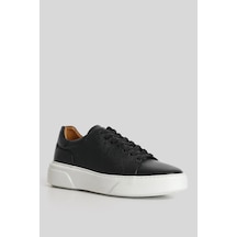 Lufian Tommy Erkek Deri Sneaker Ayakkabı Siyah Beyaz Siyah Beyaz