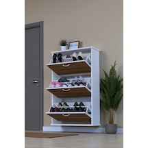 Eliusta Farel 72 Cm Genişlik 3 Kapaklı Ayakkabılık 72x114x26 Cm Ceviz Renk Kapı Önü/antre Ayakkabılık Ceviz