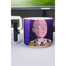 One Punch Man Anime Baskılı Seramik Lüks Kupa 1 Adet T Şeklinde Özel Siyah Kulp Dalga Kulp V1t Çok Renkli
