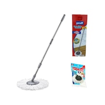 3 Lü Mop Yedek Mop Seti - Mop Sopası + Mop Başı + Mop Püskülü