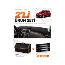 E-biz Dacıa Sandero Stepway 2015-2021 Uyumlu Torpido + Deri Çanta - Siyah-kahverengi - Da004