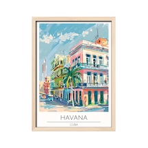Havana Cuba Ahşap Çerçeveli Dekoratif Duvar Tablosu Ahşap 01