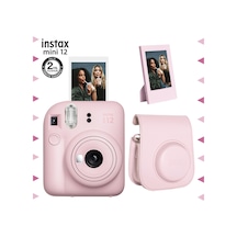 Fujifilm Instax Mini 12 Fotoğraf Makinesi + Çerçeve + Deri Kılıf Seti Pembe