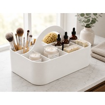 3d Baskı Çok Bölmeli Taşınabilir Banyo Ve Makyaj Organizeri - Saplı Masaüstü Düzenleyici-beyaz Diğer