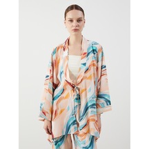 Lcw Modest Karışık Şal Yaka Desenli Oversize Kadın Kimono Çok Renkli