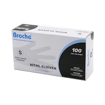 Broch S Beden Siyah Pudrasız Nitril Muayene Eldiveni 100lü 5047