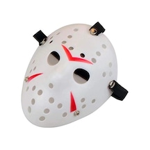 Ers Beyaz Renk Kırmızı Çizgili Tam Yüz Hokey Jason Maskesi Hannibal Maskesi