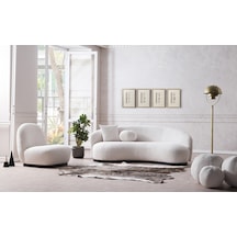 Vipa New Moon Lüks Modern Şık Comfort İskandinav Tasarım 3+1 Koltuk Ve Salon Ve Oturma Odası Takımı Kırık Beyaz