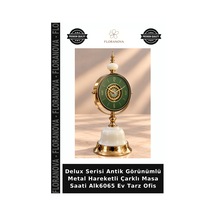 Delux Serisi Antik Görünümlü Metal Hareketli Çarklı Masa Saati Alk6065 Ev Tarz Ofis Antik - Bronz