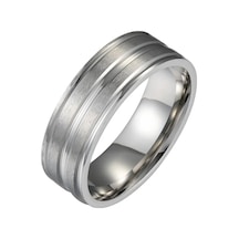 Boboman Punk Erkek Paslanmaz Çelik Yüzük - Siyah Oluk Düğün Takısı 8gümüş Gümüş