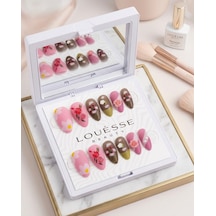 Louésse Cherry Bloom Takma Tırnak 12 Li Çiçek Desenli Pembe Kahve Soft Nail