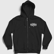 Presmono Unisex Logo V2 Katatonia Fermuarlı Kapüşonlu Sweatshirt Siyah
