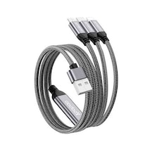 Pazly Yoobao V22 Seri 3 1 Usb Type-c / Lightning / Micro Geri Çekilebilir Veri Kablosu 3a Hızlı Şarj Naylon Örgülü Kablo