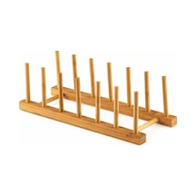 Bambu Tabaklık Kurutmalık Ahşap Tabak Düzenleyici Stand, Katlanabilir Bulaşıklık, Tabak Kapak Bardak Organizer Doğal Bambu -