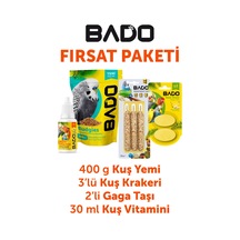 Bado Kuş Tanışma Paketi 4lü Yem+vitamin+kraker+gaga Taşı