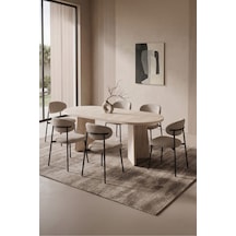 Hopilon Bohem 90x168 Sabit Yemek Masası Mutfak Masası Takımı 6'lı Polo Sandalye Takımı Krem