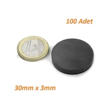 100 Adet 28X3 Büyük Yuvarlak Ferrit Mıknatıs - Süsleme Mıknatı... 304213897