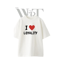 Thewert I Love Loyalty Tasarım Baskılı Ünisex Beyaz Oversize T-shirt