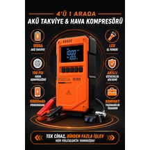 Akü Takviye Cihazı 1000a Peak Akım 4'ü 1 Arada 150 Psı Hava Kompresörü 10000mah Powerbank Led El Feneri