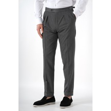 Premium Erkek Slim Fit İtayan Stil Modelli Pantolon Kruvaze Takım Elbise Gri Xprzcom3407-17