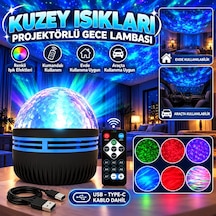 Mighty Kuzey Işıkları Yansıtmalı Kumandalı Dönen Projeksiyon Led Işık Gece Lambası - Çocuk Bebek Odası Siyah 80522569