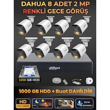 8 Kameralı 2mp Gece Renkli Güvenlik Kamerası Seti, 1000 Gb Hdd, Fullhd İç Dış Mekan Uyumlu 41728788