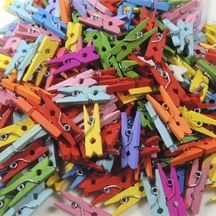 100 Adet Mini Ahşap Renkli Mandal. Ölçüsü : 2.4 Mm - 4 Mm 2 Diğer