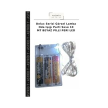 Delux Serisi Görsel Lamba Oda Işığı Parti Süsü 10 Mt Beyaz Pilli Peri Led