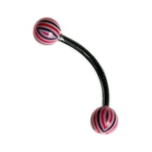 Tdgr00862 Curved Barbel 316 L Bioplast Piercing K7 Çok Renkli