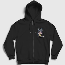 Presmono Unisex Band Gorillaz Fermuarlı Kapüşonlu Sweatshirt Siyah