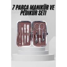 7 Parça Paslanmaz Çelik Manikür Ve Pedikür Seti Çantalı Profesyonel