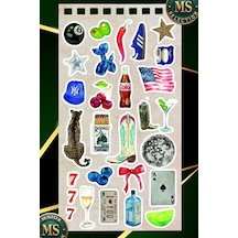 Vintage Karışık Sticker Seti 25'li Laptop Tablet Defter Sticker Paketi