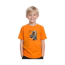 Fyk Kids Erkek Çocuk Yuvarlak Yaka Skate Out Baskılı T-shirt Turuncu