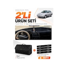 Lada Vega 1995-2007 Uyumlu Torpido Örtüsü + Deri Bagaj Çantası + Sticker Seti - Siyah