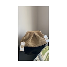 Hasır El Örmesi Portföy Çanta Büyük Boy 30x25 Cm Astarlı