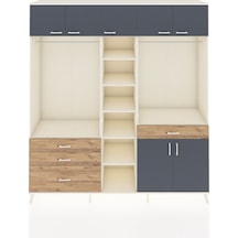 Hyperion Dolap 11 Raflı 4 Çekmeceli 2 Askılı 220x44x243 Aytaşı-antrasit/çam Çok Renkli