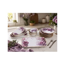 Purple 6 Kişilik 15 Parça Seramik Pasta Sunum Tabağı Takımı Çok Renkli